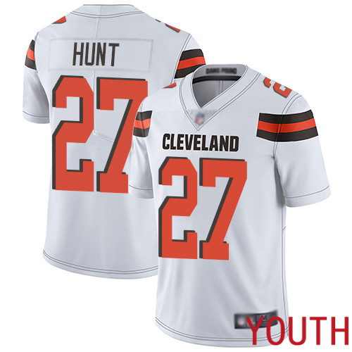 Cleveland Browns Kareem Hunt Youth White Limited Jersey #27 NFL Football Road Vapor Untouchable->cleveland browns->NFL Jersey
